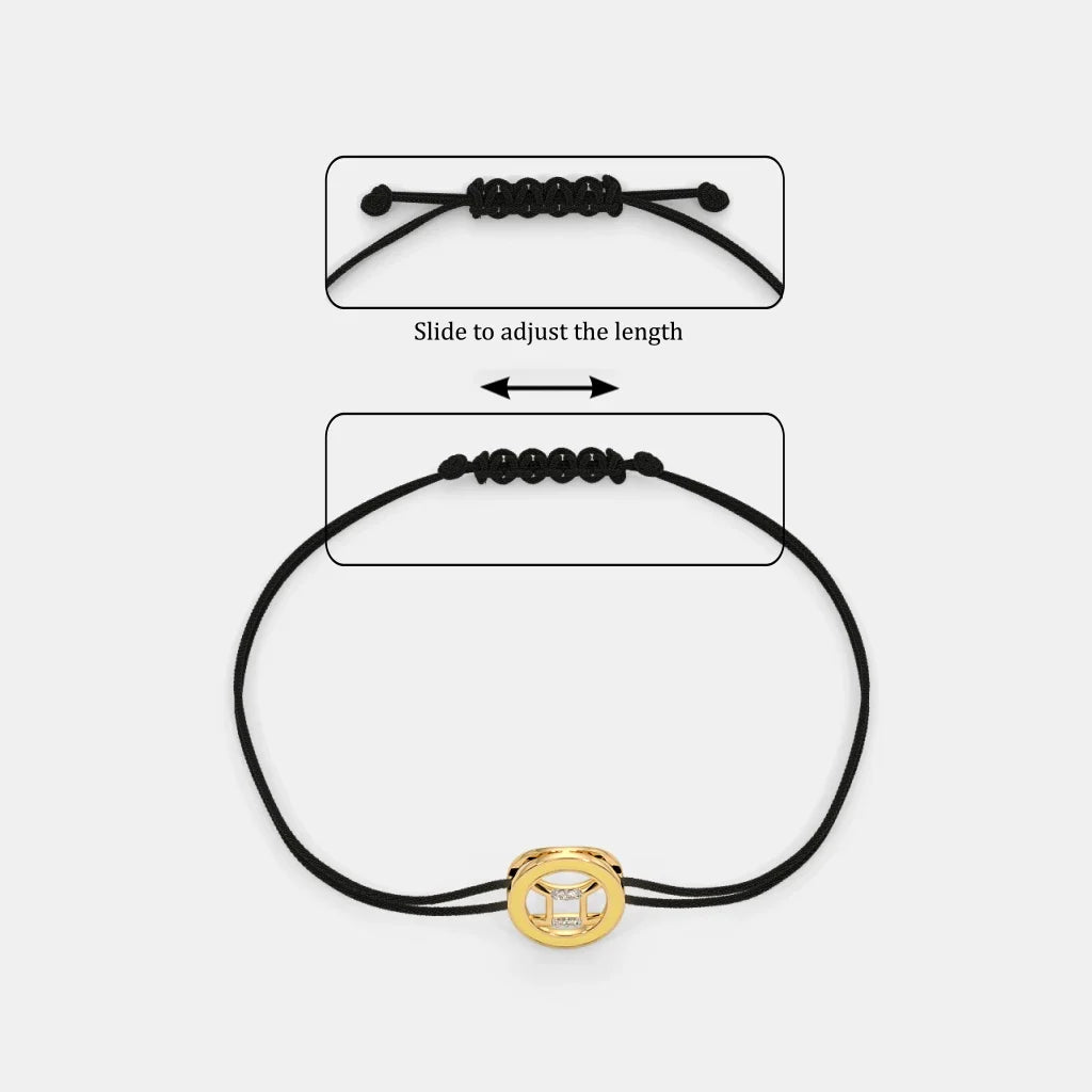 Gemini Yellow SILBERO Elegance 18Kt Cord INDIA Adjustable in Enid Gold - Bracelet The