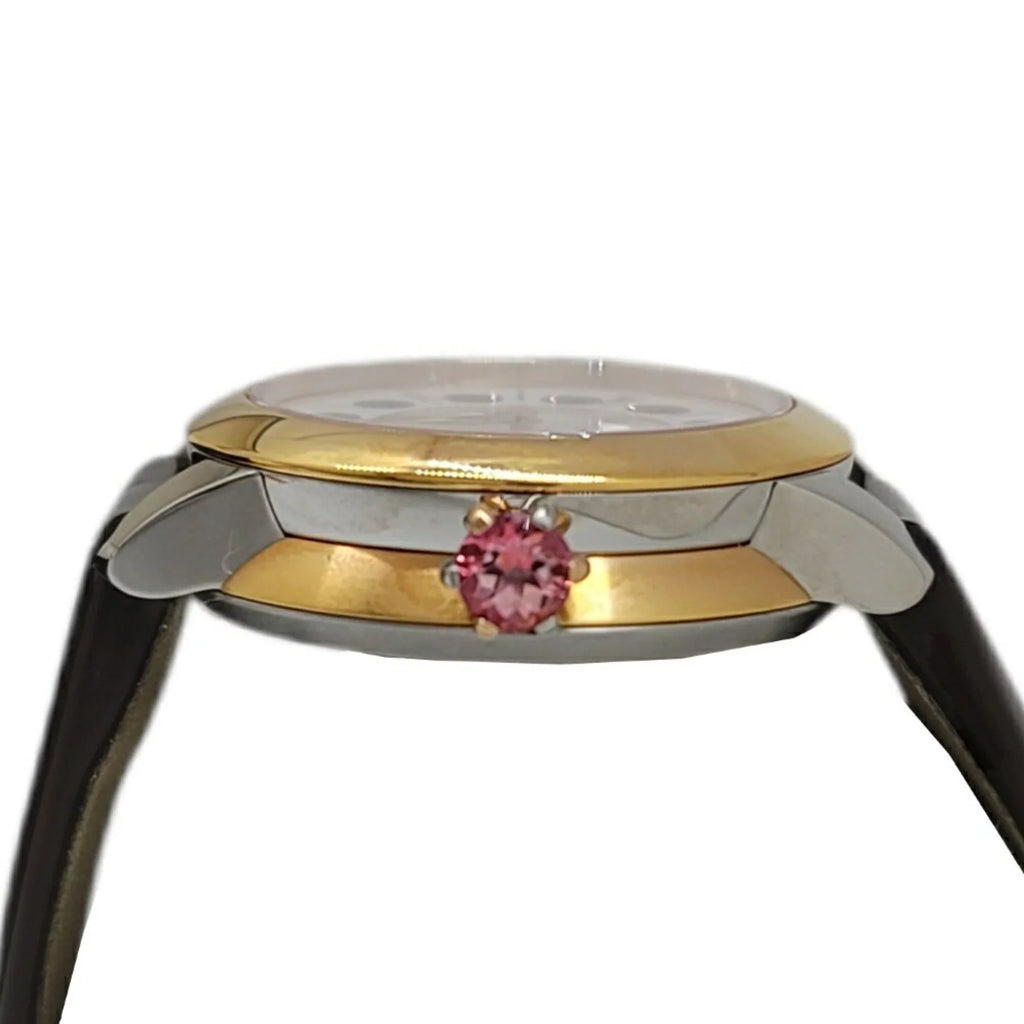 New) (Like Eye Spinel Clock Black Topaz SS Quartz FENDI Fendi Fashionable Colors Watch Enamel 3 Brown Women's Belt Shine Pre-Owned Shell