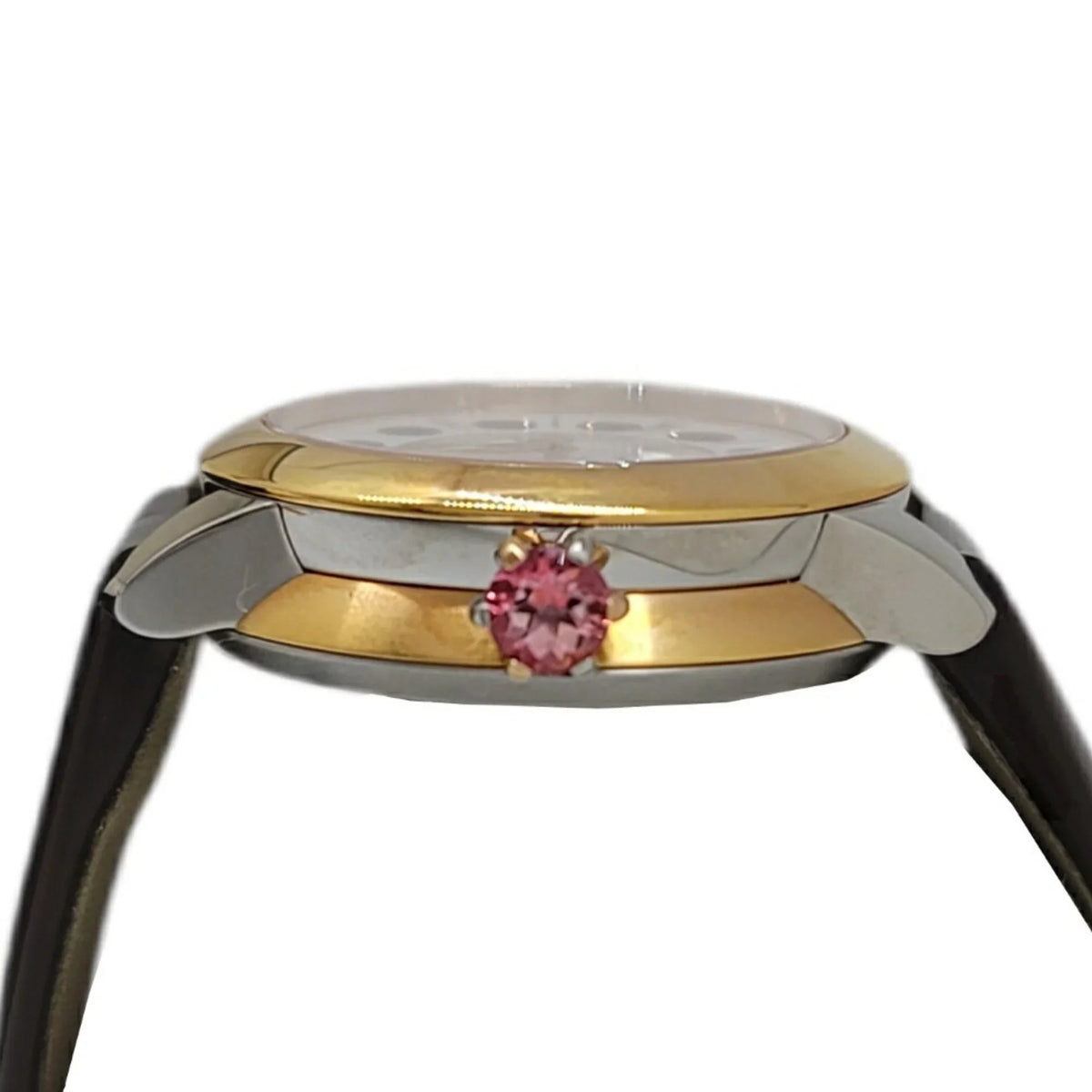 New) (Like Eye Spinel Clock Black Topaz SS Quartz FENDI Fendi Fashionable Colors Watch Enamel 3 Brown Women's Belt Shine Pre-Owned Shell