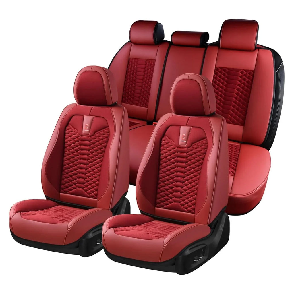 Red Car Covers Protectors, Seat Most Coverado for 5 Back & Set Interior Full Trucks Breathable Universal Fit Auto Seats Fabric Pickup Leather SUV Women, Front Sedans Car Seat