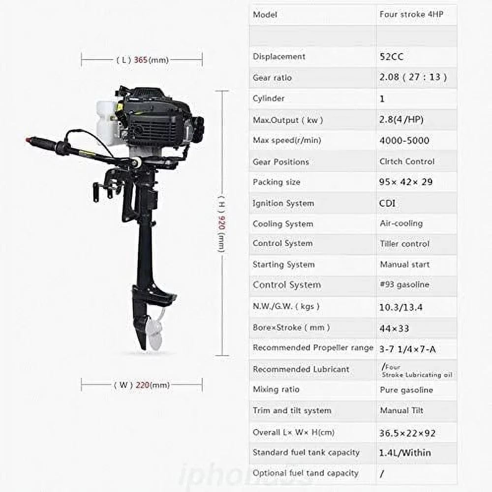 Duty Shaft Air Heavy Boat Fishing Control Trolling 2 System Cooling Tiller Inflatable Miumaeov Propeller Engine 3.6HP CDI Stroke Outboard Motor Shaft