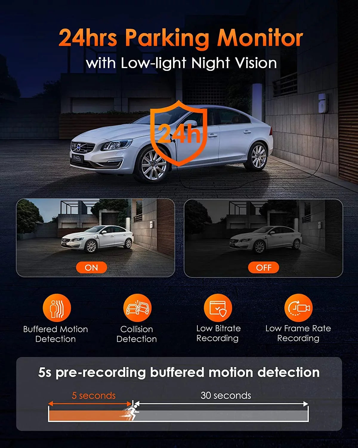 E3 Parking WiFi Vision, Triple Mode, Rear IR 1944P+1080P+1080P 512GB STARVIS Support Cam with GPS Hours Control, Night Way Camera Voice 3 2.5K 24 Dash and Channel Vantrue Front Dash 3 Max Inside,