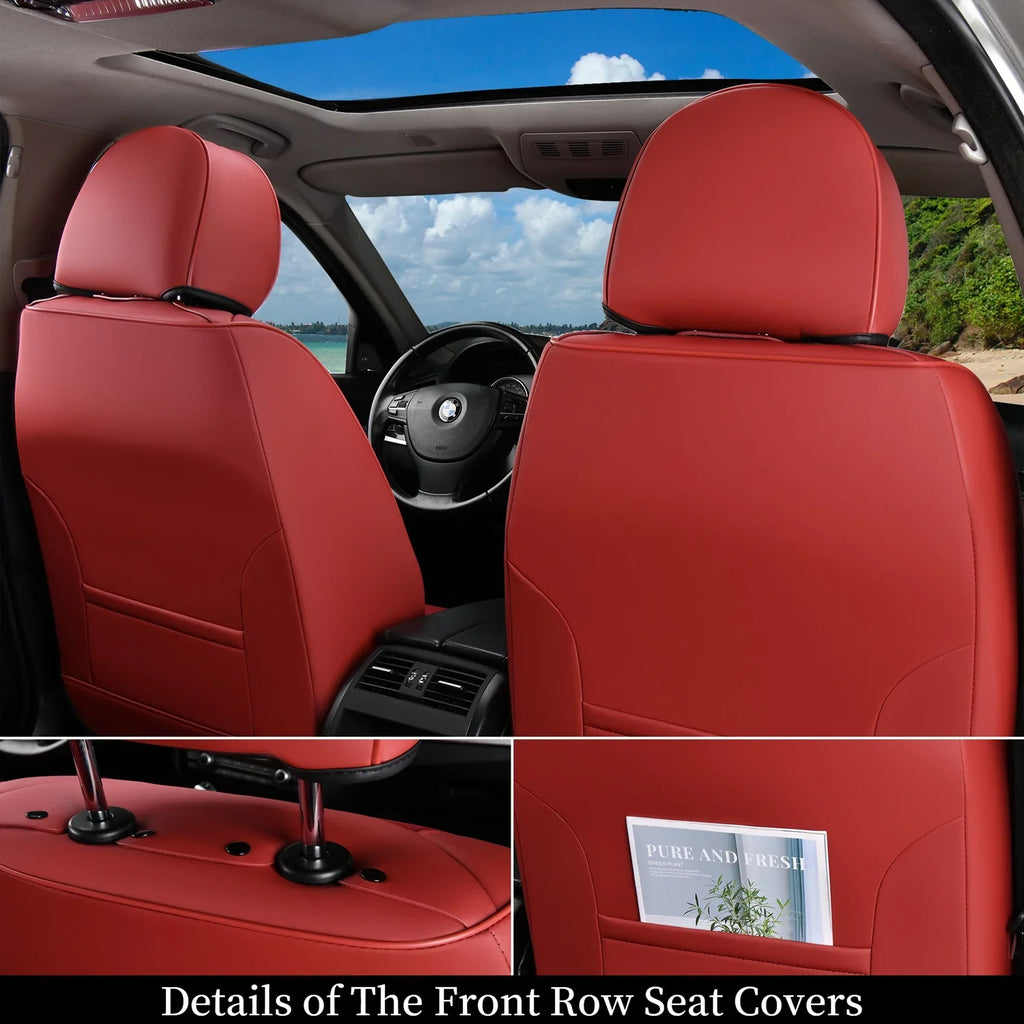 Red Car Covers Protectors, Seat Most Coverado for 5 Back & Set Interior Full Trucks Breathable Universal Fit Auto Seats Fabric Pickup Leather SUV Women, Front Sedans Car Seat