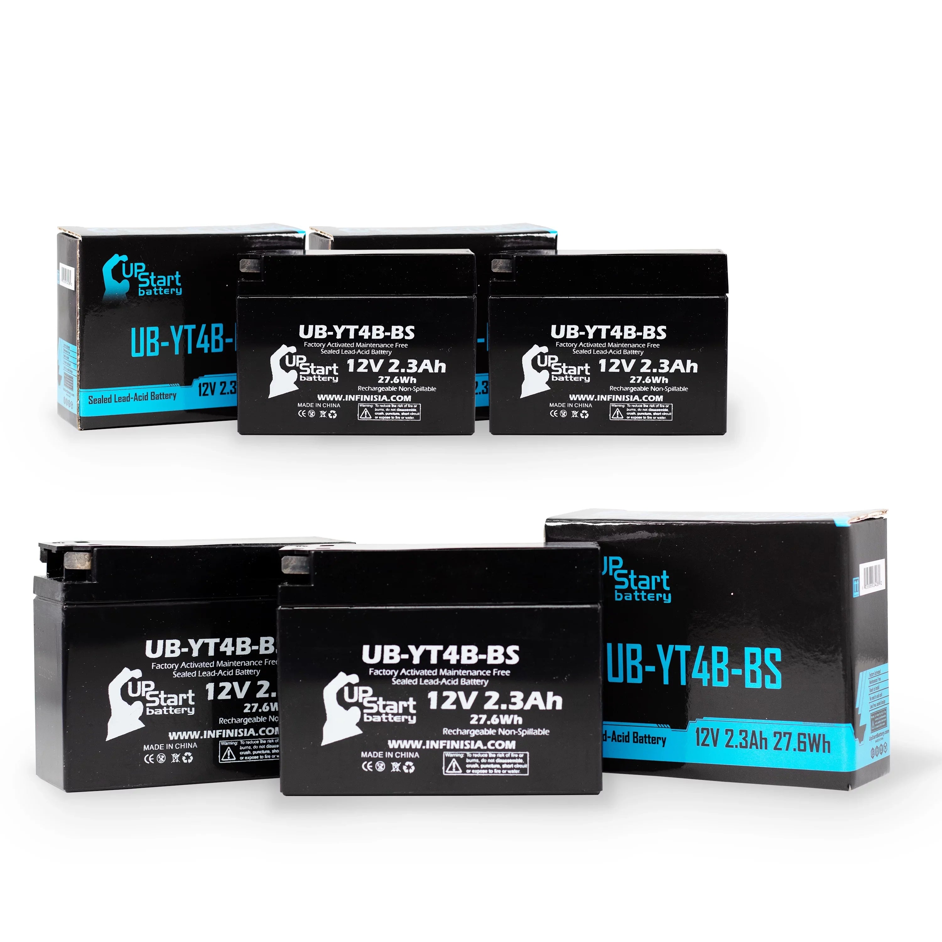 '- Factory 12V, Motorcycle for Battery UB-YT4B-BS Yamaha 4-Pack 400CC Maintenance SR400 2.3Ah, UpStart Free, Activated, Replacement 2004 Battery