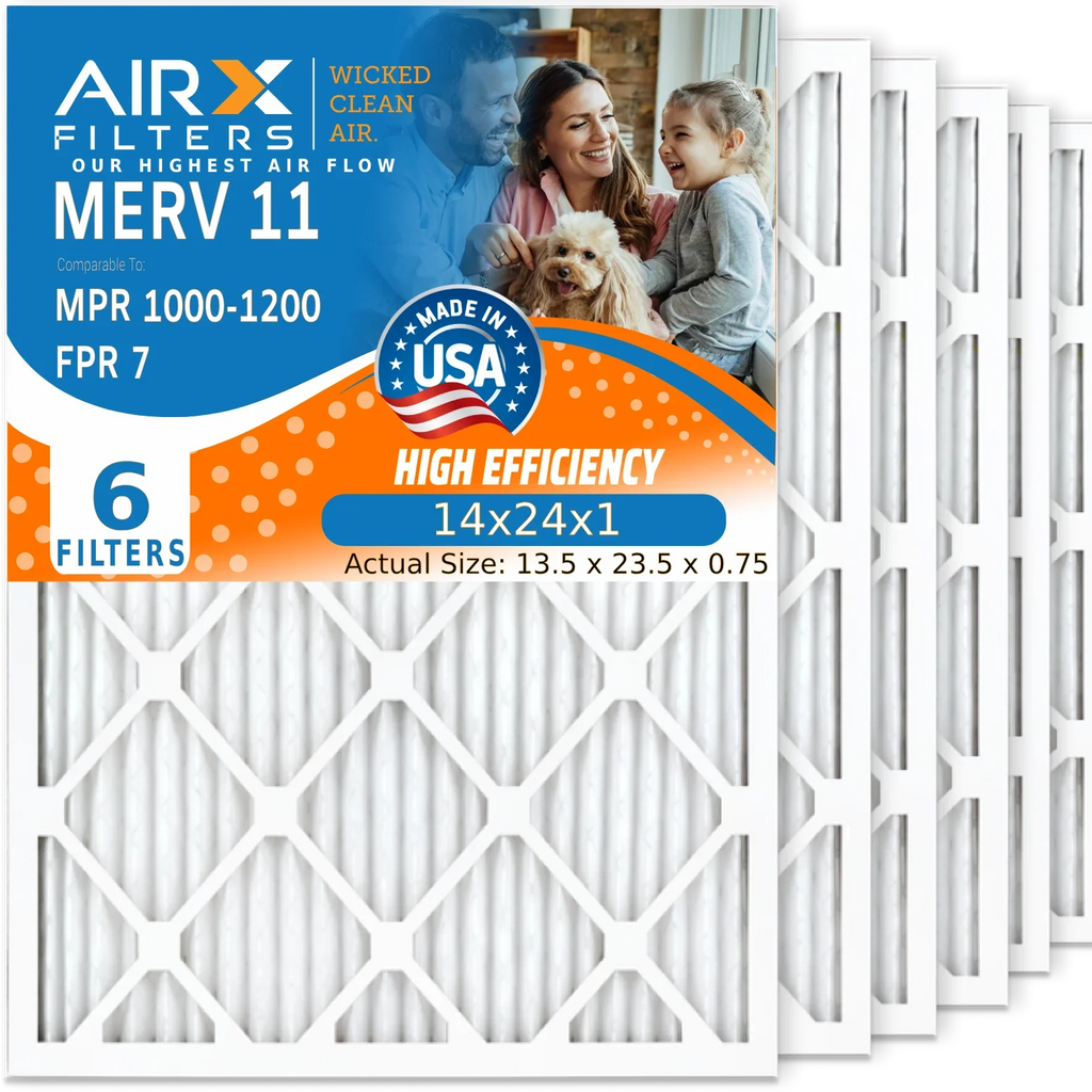 CLEAN Premium AIRX Filters MERV 11 Comparable Filter 14x24x1 MPR AIR. Furnace Filter MPR by 14x24x1 7 Pack FPR FILTERS USA Air HVAC 6 Electrostatic Conditioner Made & WICKED Pleated Air 1000, to 1200
