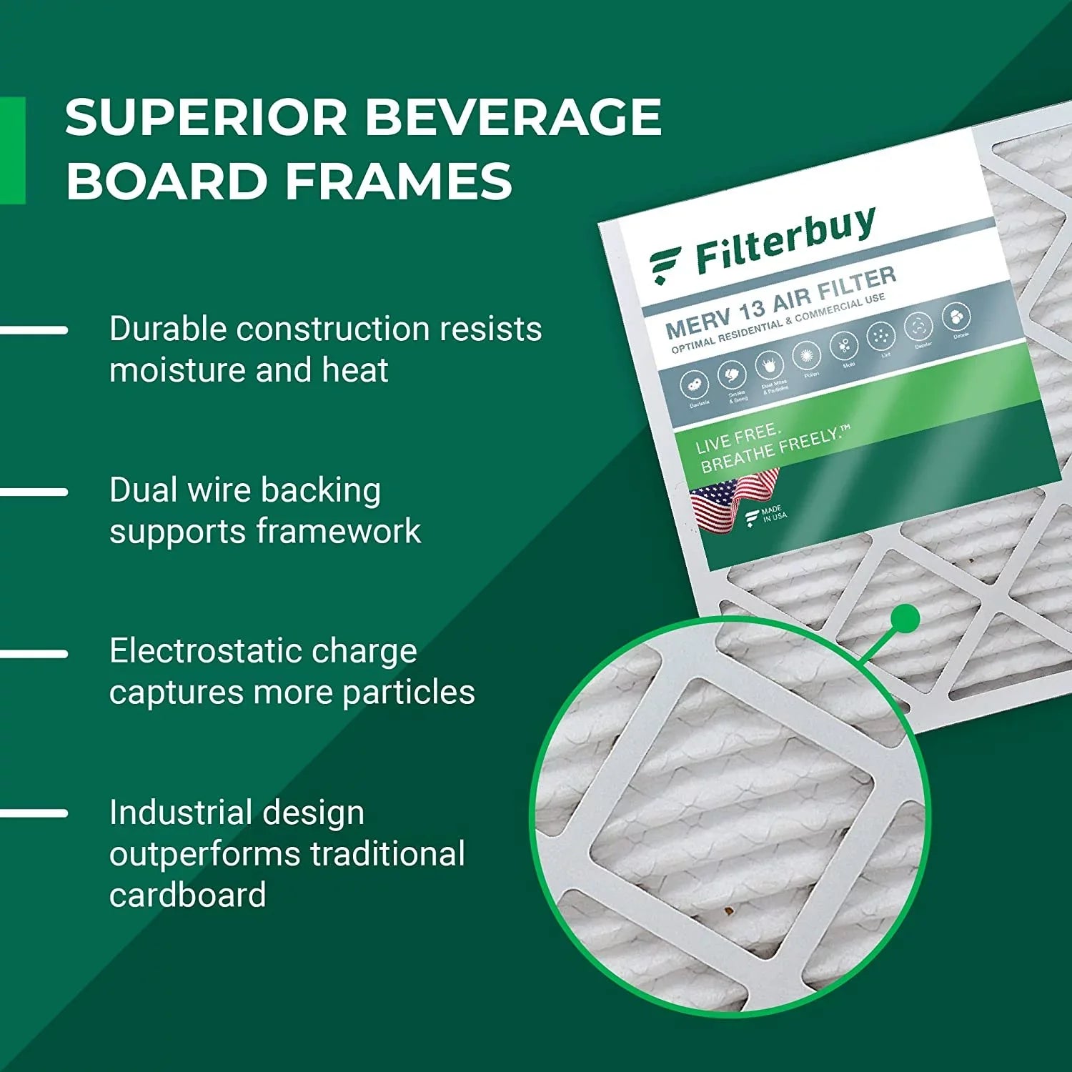 MERV 13 HVAC Pleated AC Furnace Filters Air Filterbuy 12x30x1 (2-Pack)
