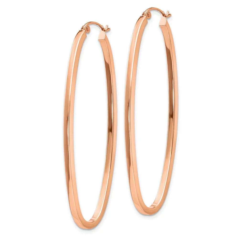 2mm Adults and Teens; for and Oval Real Square Earrings; Hoop Princess Men 14kt for Tube Women Rose