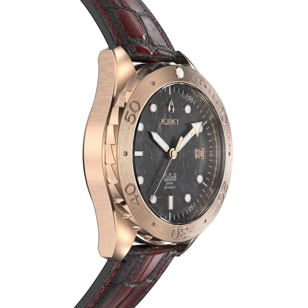 Dive Water Swimming Wrist 120 BR.BKM.8215.L 316L Men Automatic Back CuSn8 Uni-Directional - Marble Stainless Aquacy Case - Screw - click Watches Bronze Resistance Down Watch Diver 200M For Bezel