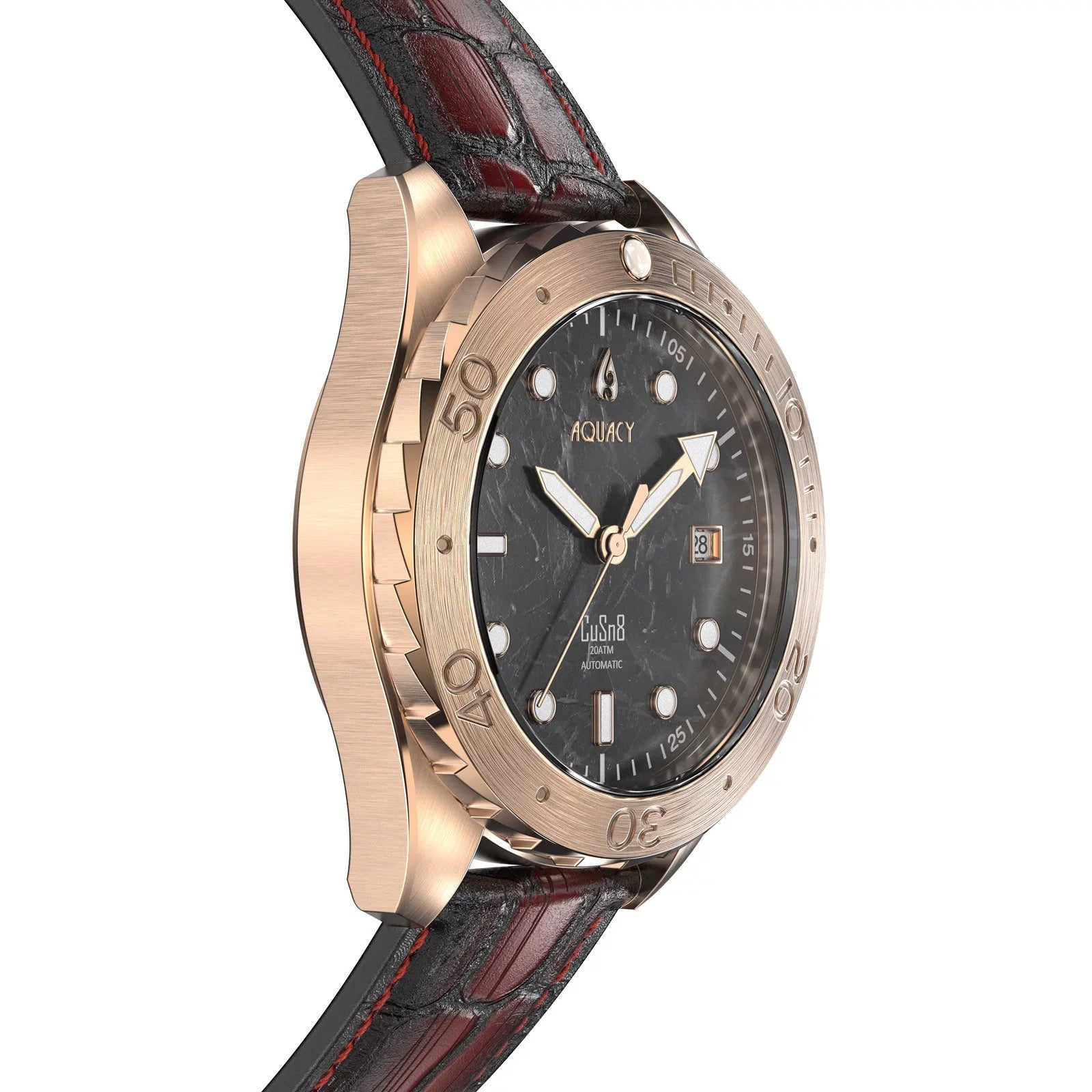 Dive Water Swimming Wrist 120 BR.BKM.8215.L 316L Men Automatic Back CuSn8 Uni-Directional - Marble Stainless Aquacy Case - Screw - click Watches Bronze Resistance Down Watch Diver 200M For Bezel