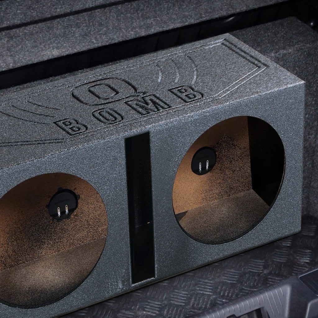 Port Spray w/ QPower Box Bedliner Sub Dual Subwoofer Vented 15" QBOMB15V