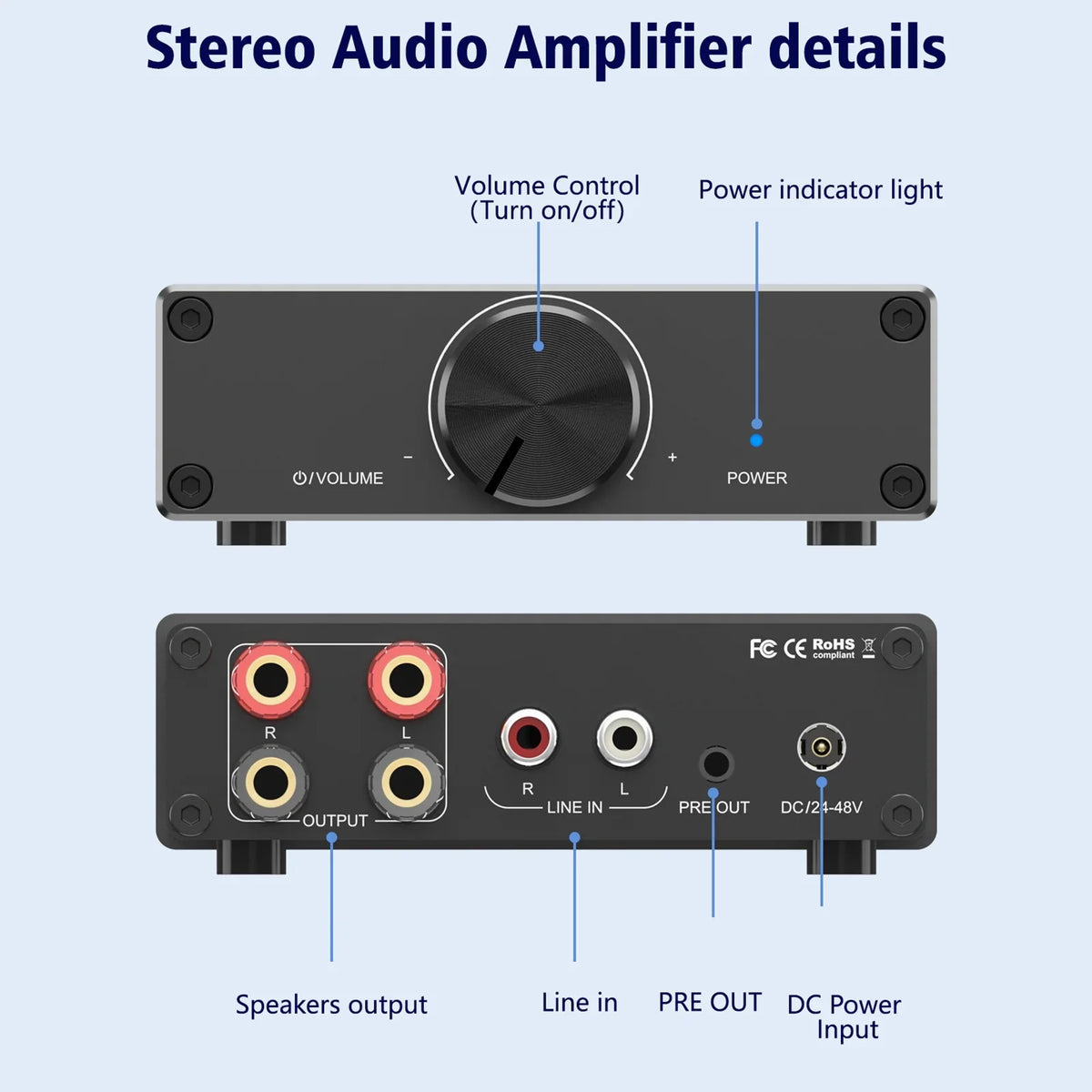 TPA3255 Desktop Amplifier Digital Lixada 300W Active 2 for Home Speakers 2.0 Stereo Plug-and-Play X Channel Audio