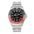 Men's Marine Diver Stainless and Explorer Swiss Movement 1250M Black- Watch Pro Bracelet Steel Oceaneva™ GMT Quartz, Red Deep