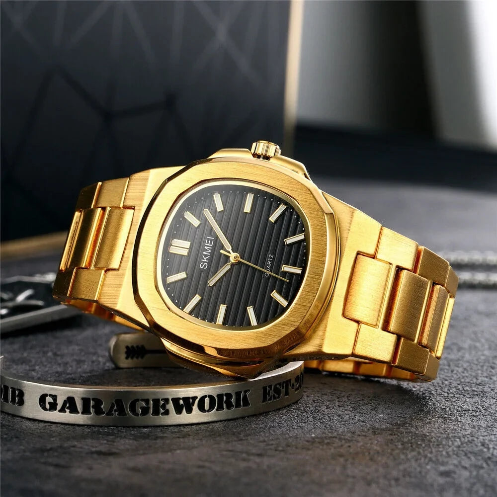 Luxury Watch Steel Business Gold Male For Men Gift Wristwatch Quartz