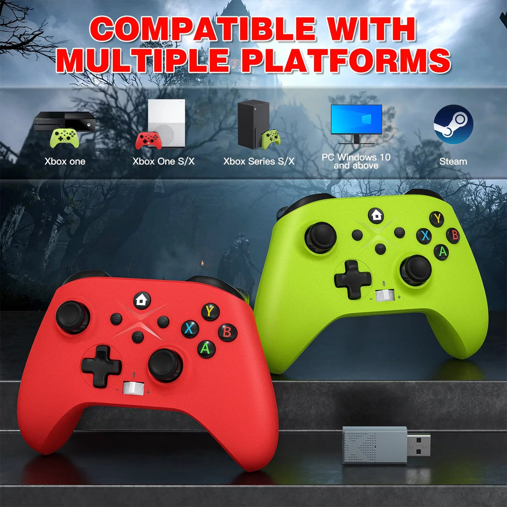 Xbox Battery One Jack Xbox Control X/S, for Green+Red with Pack Rechargeable Xbox Gamepad & Windows X/S, Controller Volume & - PC 2 10/11 Series Audio One, Button/Turbo/Macro/Motion Wireless Xbox