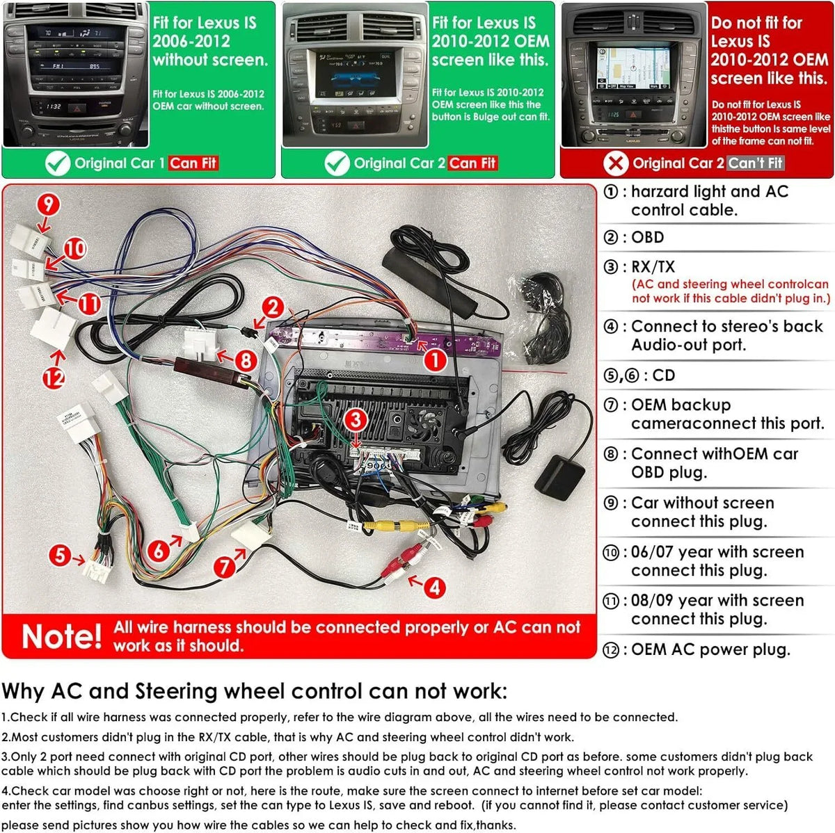 GPS IS350 ANDROID RADIO LEXUS 2006-2012 12 BT CAR 4+32G CARPLAY FOR STEREO IS250