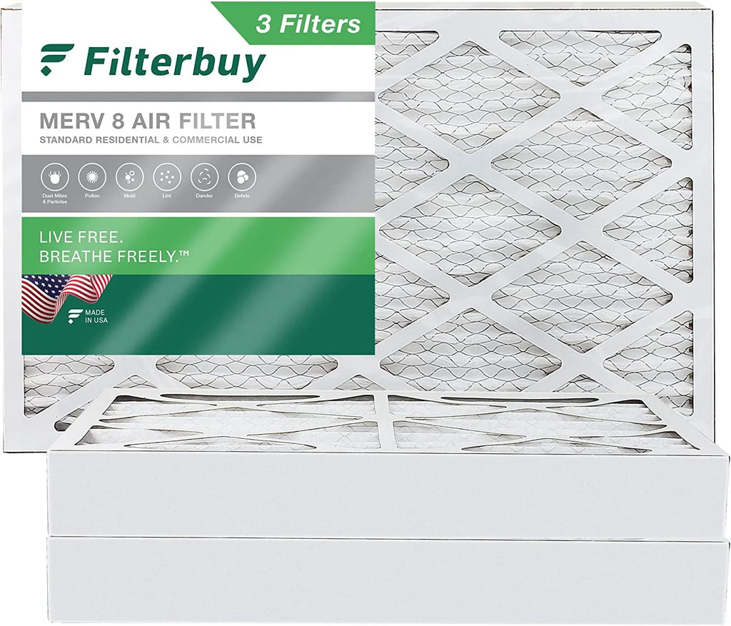 (3-Pack) 8 HVAC Pleated AC Filterbuy MERV 8x20x4 Filters Furnace Air
