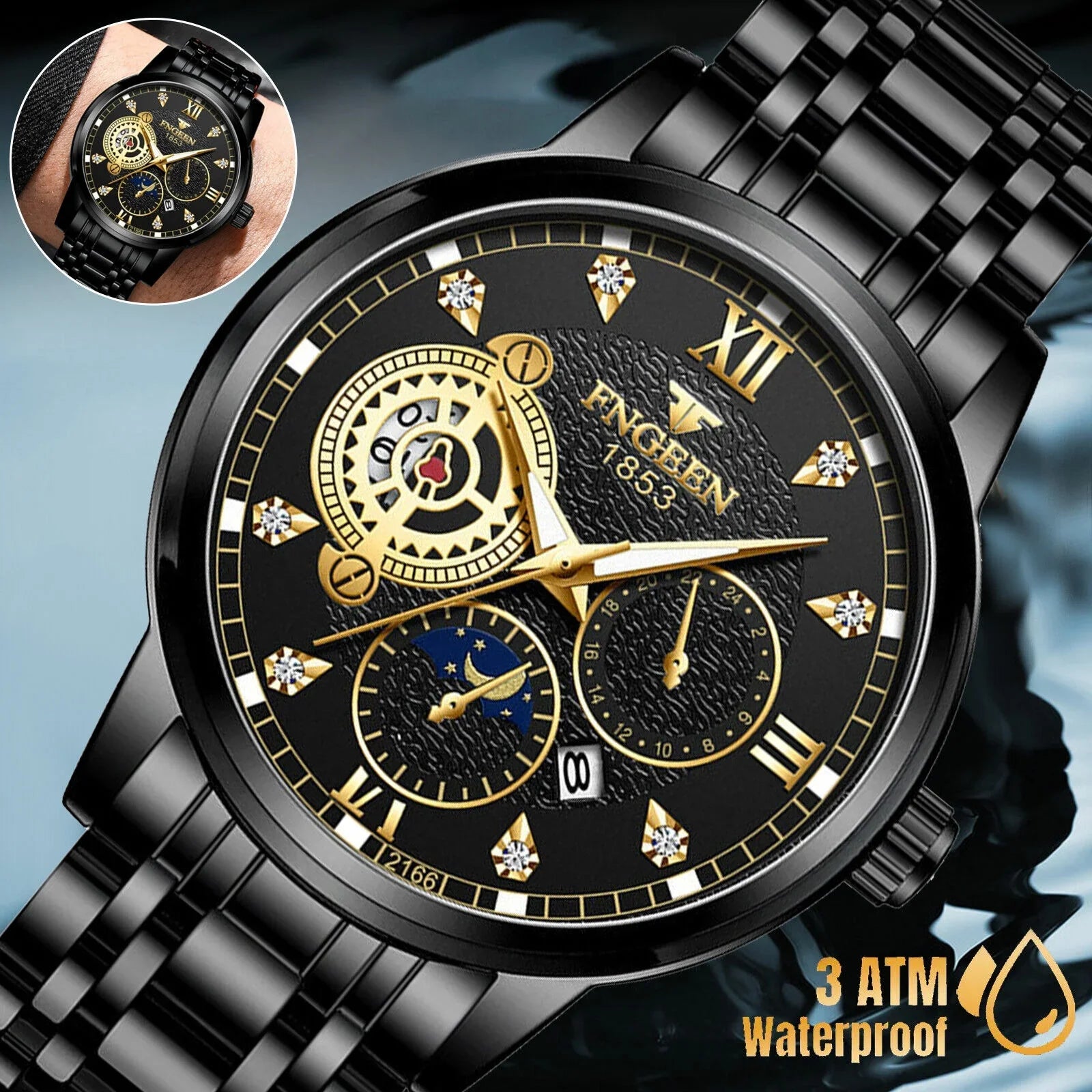 Men's Watch Waterproof Stainless Luminous Luxury Wristwatch Quartz Classic Steel