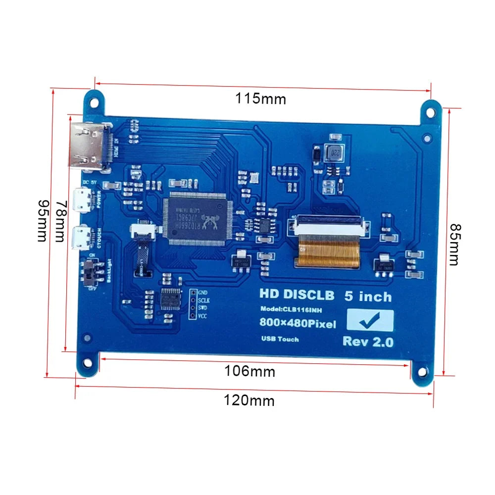 InchCapacitive Resolution Portablewith Tool Raspberry Small Display Touchscreen Pi Arealer 800*480 5 USBInterface with Compatible