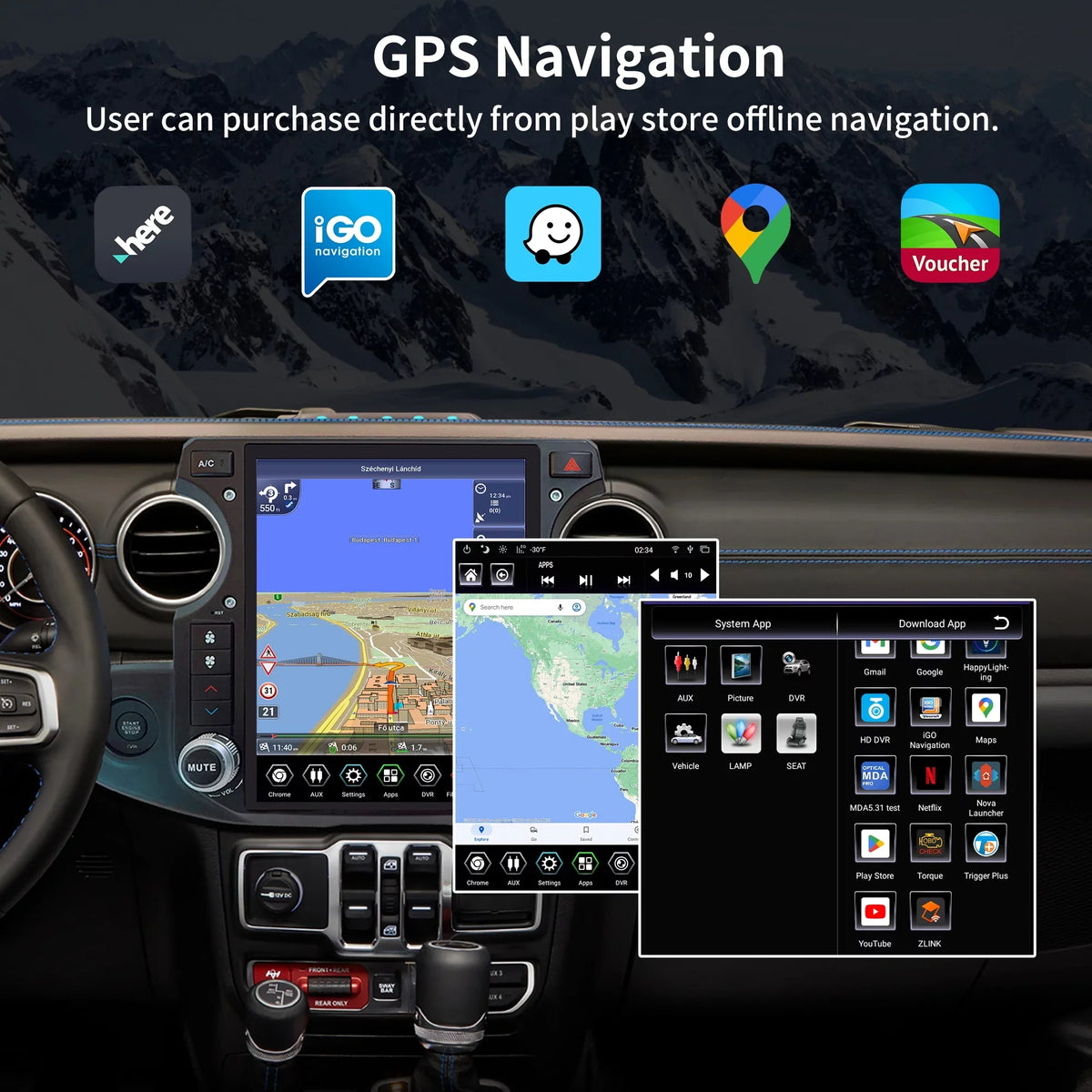 2018-2021 Replacement radio Car Linkswell Radio Navigator Screen Jeep 12.1 Apple 4G+64G for inch Truck Gen5 Car Stereo T-style Touch Wrangler GPS SirusXm Auto Gladiator Android Carplay
