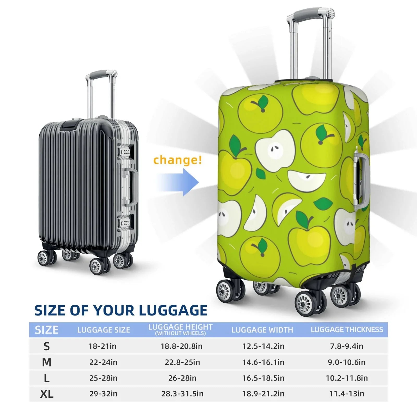 Cover Luggage Green Print - Inch Junzan Protector Suitcase Fits Fashion Apple 18-32 Luggage Washable