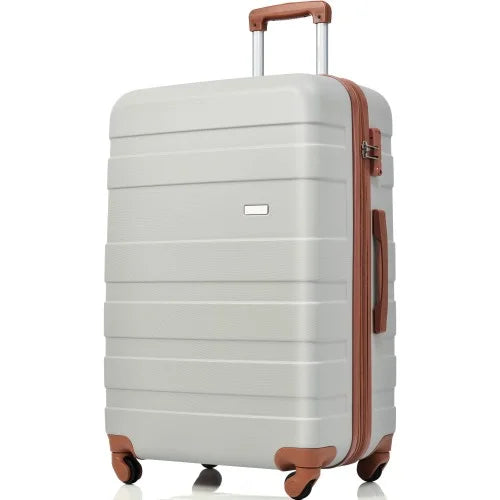 New and Hardshell Suitcase with Suitcase Brown) Sets 3pcs Grey ABS Luggage TSA 20''24''28''( Spinner Luggage sets Light Expandable Clearance Durable Lock Wheels Hardside Lightweight Model