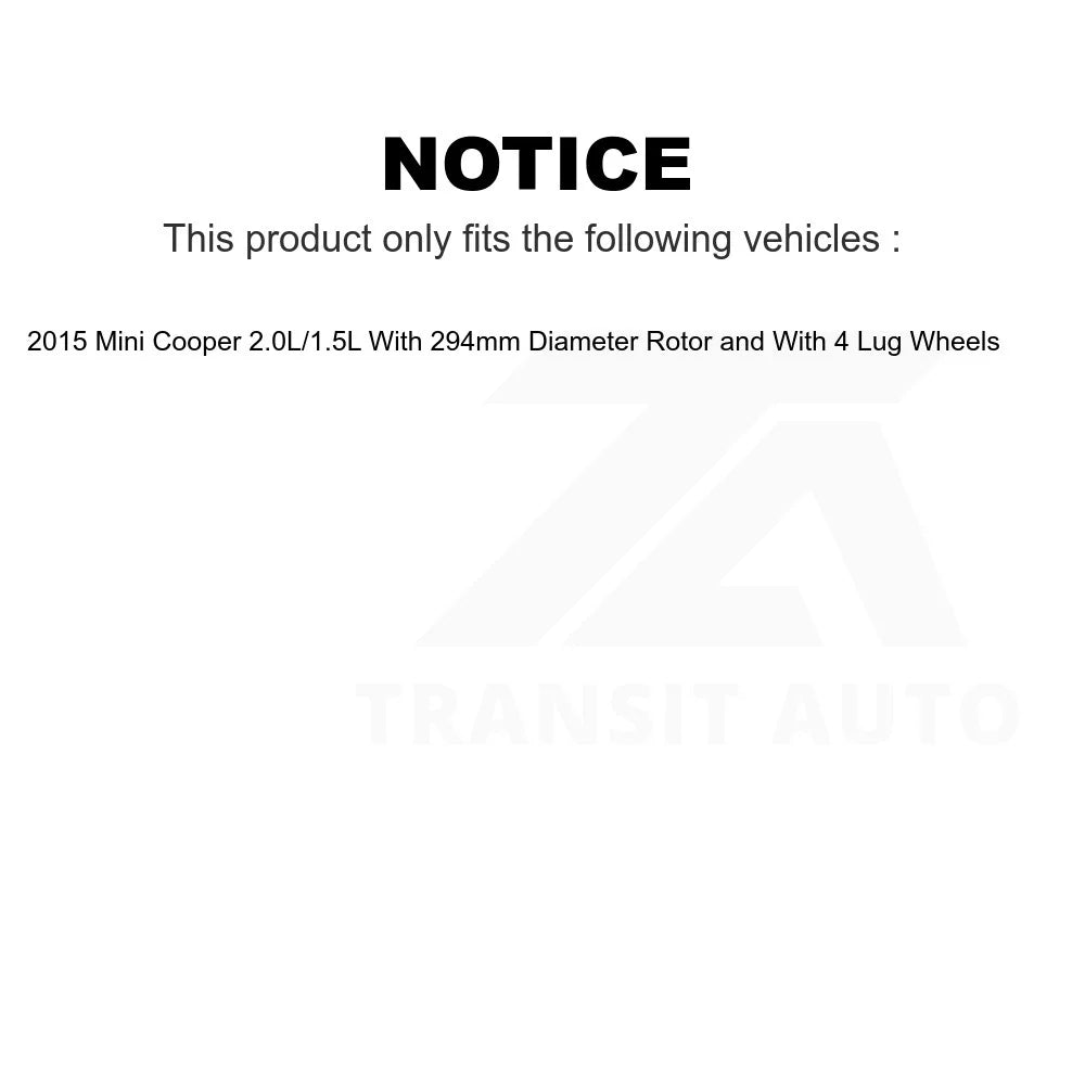 Pads Brake Rotors Rotor 2015 Rear Auto And Disc 294mm Kit 2.0L Transit Semi-Metallic Mini Front Ceramic Cooper 1.5L For K8A-106213 With Diameter -