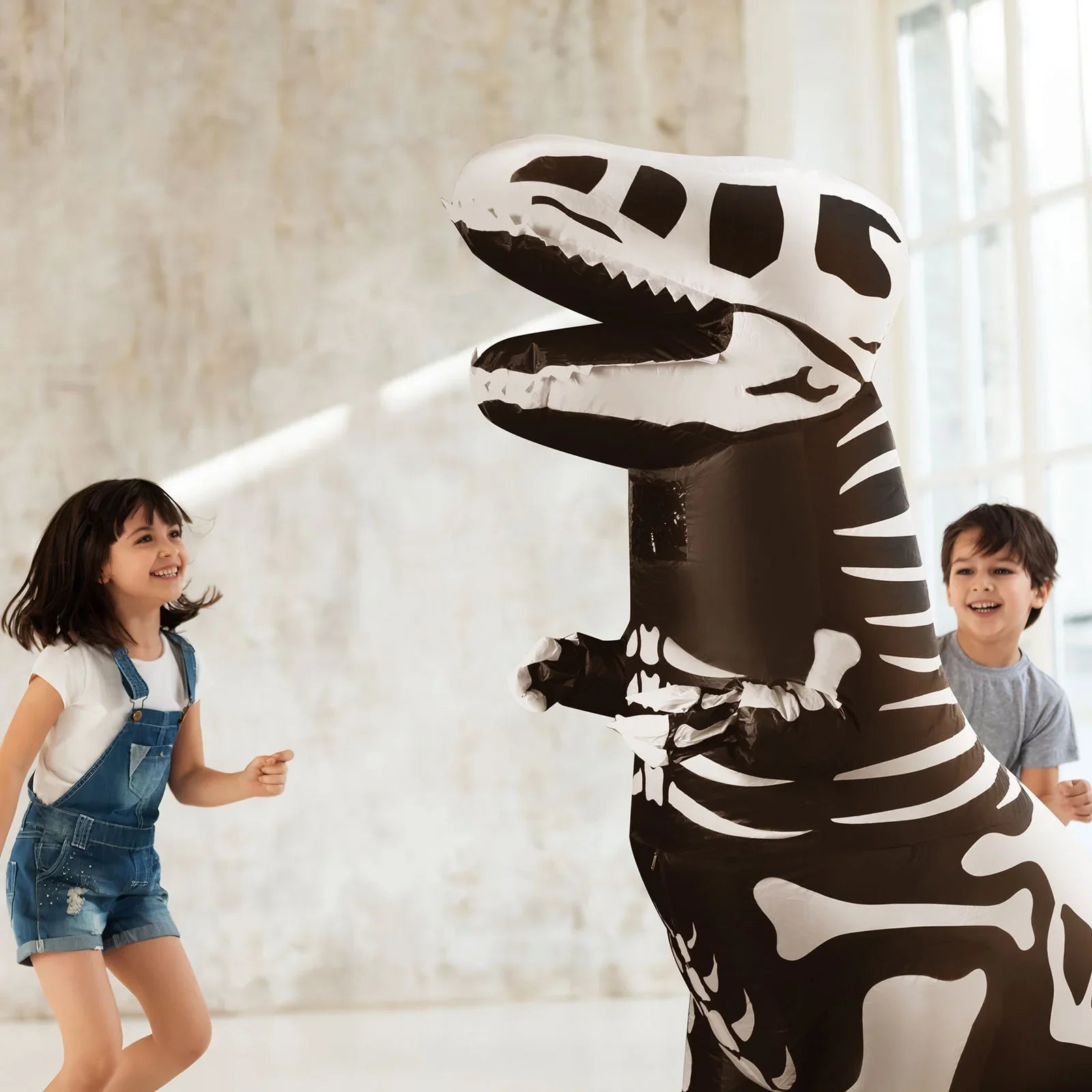 supplies,Dress-up Skeleton for Inflatable Child,Boys T-Rex party Costume, Inflatable Dinosaur Full Girls(Black) Halloween Body Costume,Halloween and