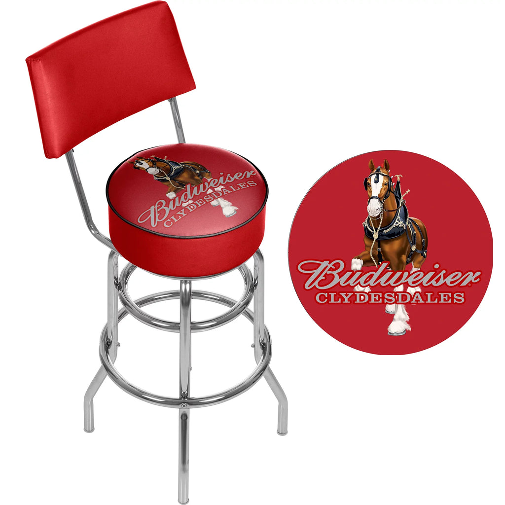 Red Clydesdale Budweiser - Back Swivel Stool Bar with