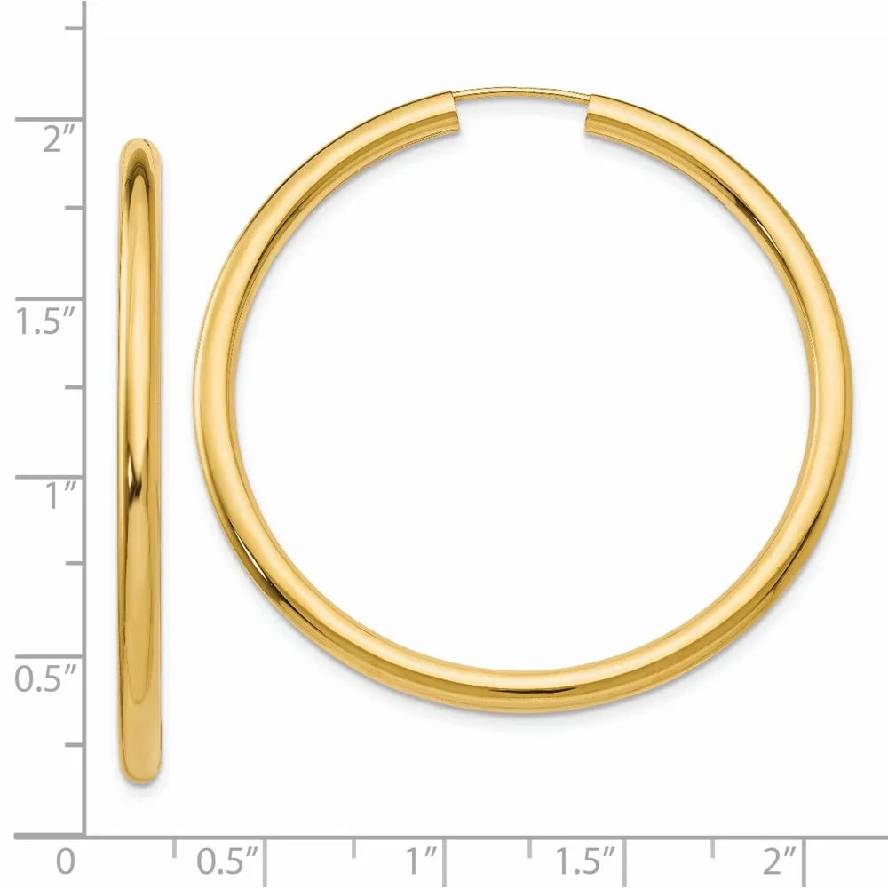 Hoop Gold 14kt Tube Men Endless Yellow and and Adults Earrings; Real for Women Teens; Polished for