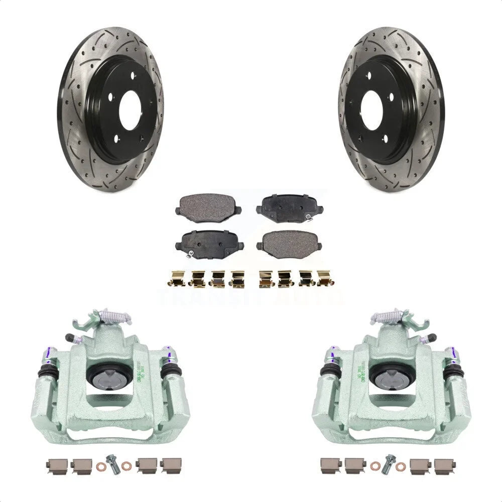 24 Rear With Coated Brake Auto From Caliper Rotors For Ceramic 2012 Piston Front Drilled 12 Kit Disc KCD-100639T Pads Single Transit And Slotted Ram 03 C/V