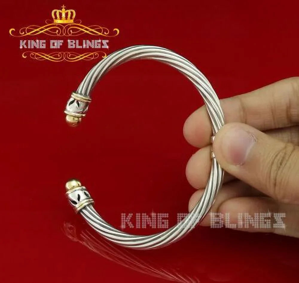 Stones Cubic King for Zirconia Fashion Of Bangle Inch 7 Round Men/Womens Bling's Silver