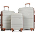 New and Hardshell Suitcase with Suitcase Brown) Sets 3pcs Grey ABS Luggage TSA 20''24''28''( Spinner Luggage sets Light Expandable Clearance Durable Lock Wheels Hardside Lightweight Model
