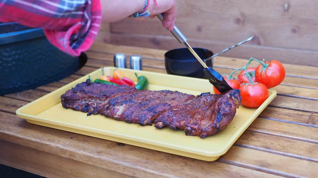 Pan Rib and Sauce Set Basting Steel Brush Large PitMaster 6 King 3pc Rack, Slot Combo Stainless