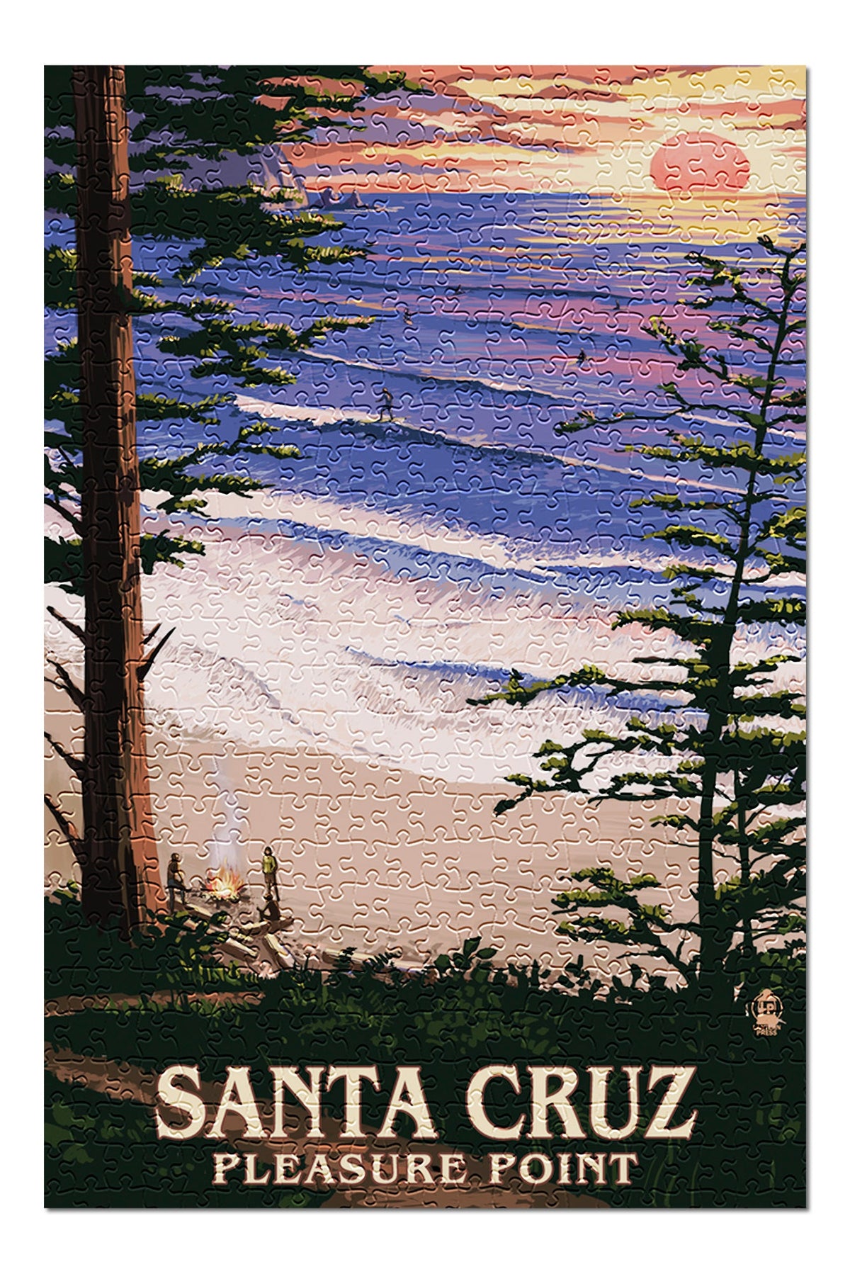 Surfers Point Jigsaw Puzzle 500 Pleasure Santa Cruz, Family, Adults Sunset and California, inches, Piece in (19x27 for and Made Premium USA)