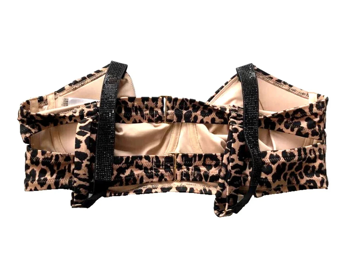 Victoria’s Bikini Size 38D Swim NWT Secret Strap Top Wicked Shine Print Animal