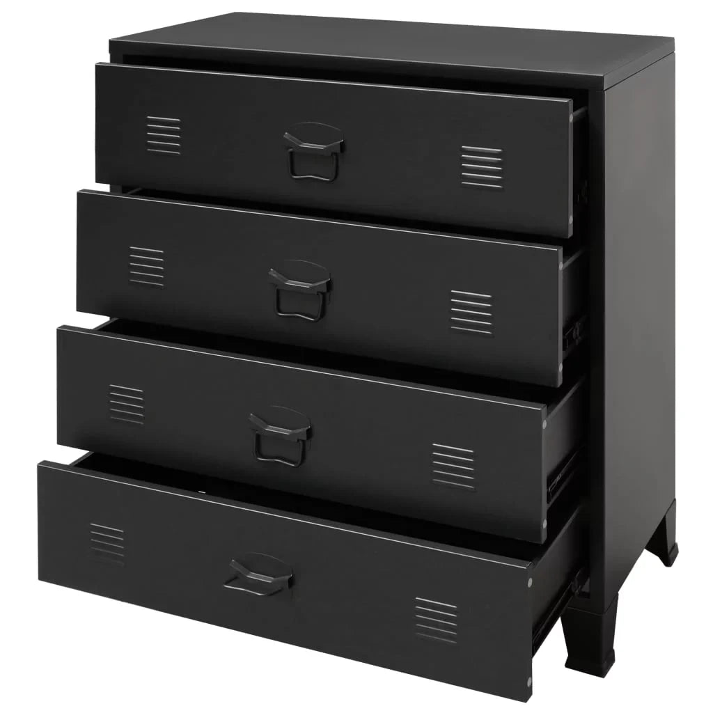 (W 4 Style Inches Black Side Dresser 15.7 H) Room Furniture D Drawer Anself x Entryway Living Metal with Decor 30.7 Industrial Storage x End 36.6 x Chest Hallway Handles x Cabinet Bedroom