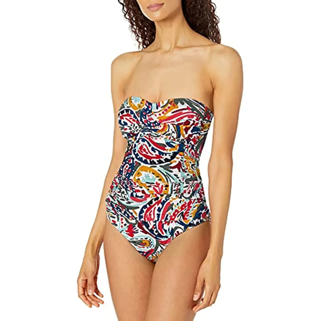 Multi Anne One Cole Piece Paisley Swimsuit Bandeau 10 Twist Womens