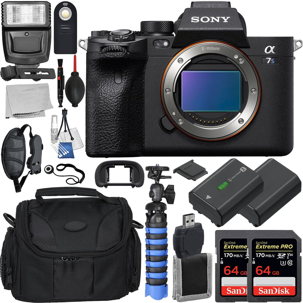 Bag Sony Battery, & III PRO Mirrorless a7S with More Bundle SanDisk Accessory Only) Resistant Alpha - (Body 64GB Digital Cards, Water Extreme Camera Includes: Replacement 2x Memory Loaded Gadget