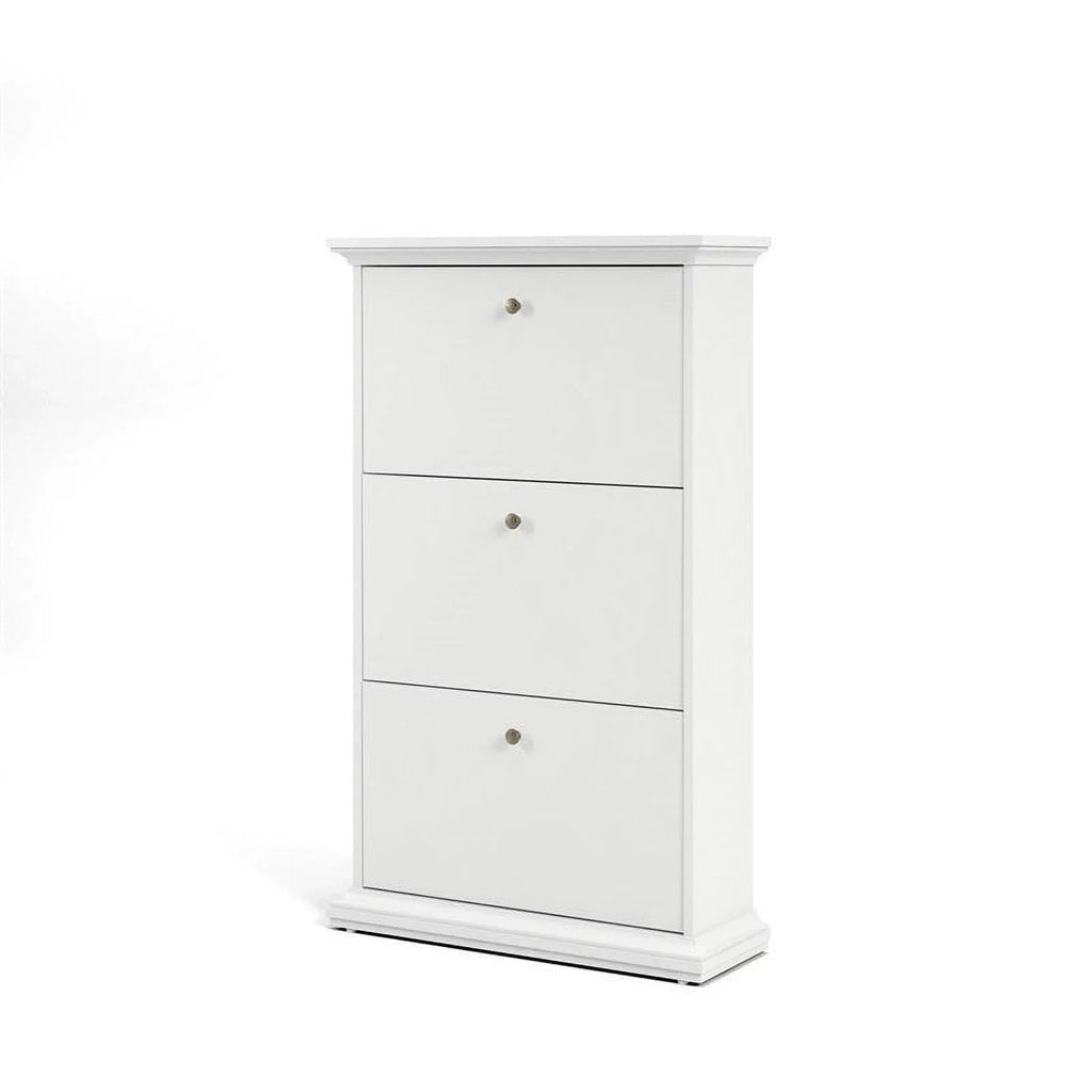 Cabinet Contemporary Allora Wood in Shoe White Drawer 3