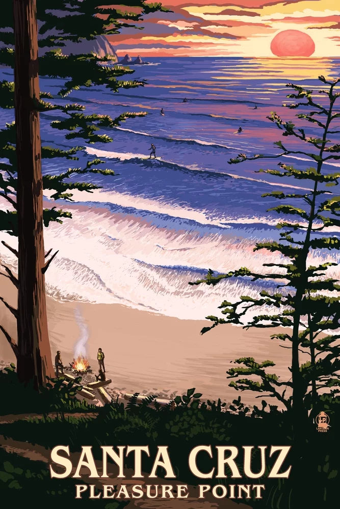 Surfers Point Jigsaw Puzzle 500 Pleasure Santa Cruz, Family, Adults Sunset and California, inches, Piece in (19x27 for and Made Premium USA)