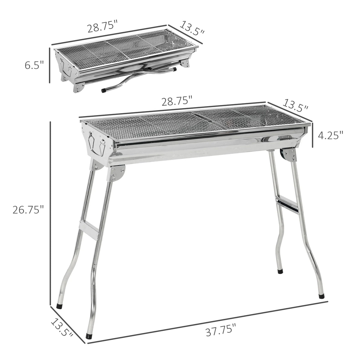 BBQ Picnic,Party Steel Charcoal Portable Folding Rack HQZX Grill Grill Outdoor for Grill,Stainless