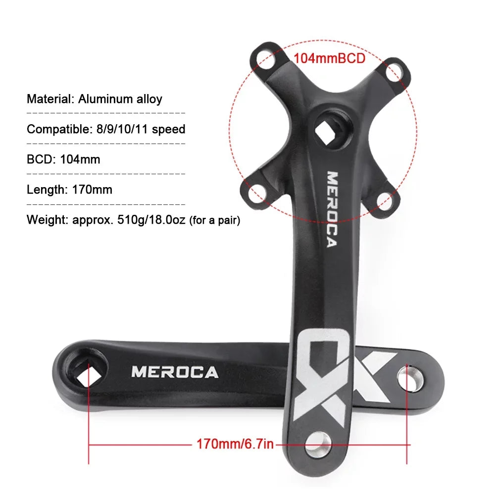 Arms Right Crankset for 170MM Ring Bike Aluminum Single Alloy MEROCA Mountain Crank Set BCD Left 8/9/10/11 Speed 104 Bike Crank