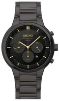 Men's Seiko Powered Band SSC441 Watch Black Stainless Ion-plated Solar Steel Chronograph Core