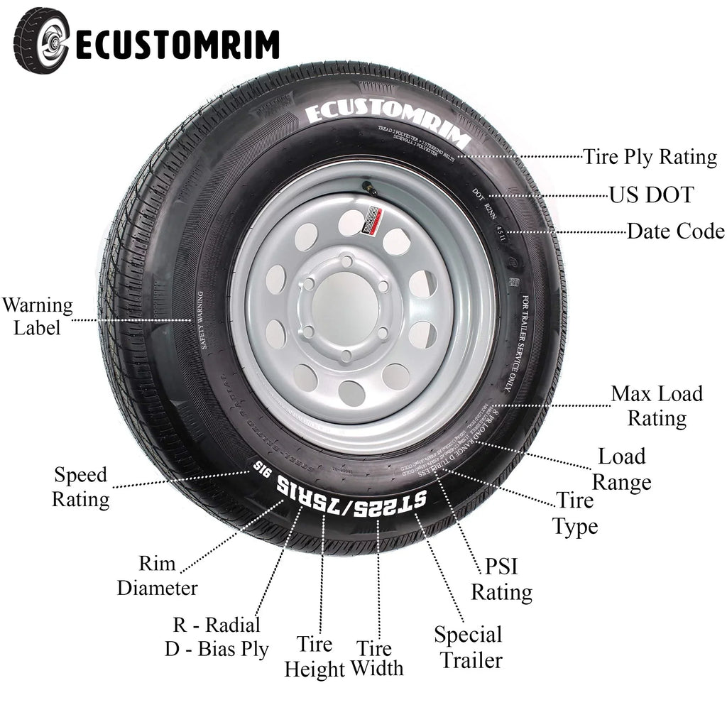 5 13 Tire Rim Galvanized Trailer On ST175/80D13 175/80 Spoke in. Bolt LRB Wheel