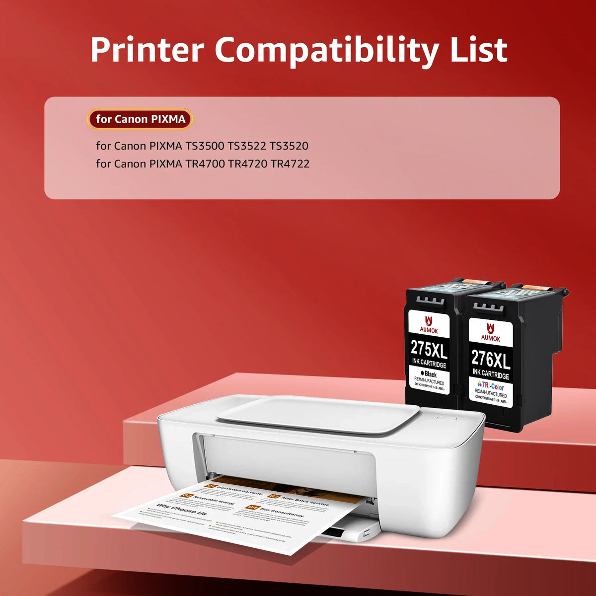 Canon Replacement Compatible Canon Black, TS3520 Ink 275XL PG-275 275 Color) 1 TR4700 TS3500 XL Combo for TR4720 PIXMA 276 Cartridge CL-276 TR4722 TS3522 276XL Printer(1 with