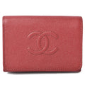 here CHANEL Chanel skin (Like Pre-Owned wallet mark caviar New) dark red