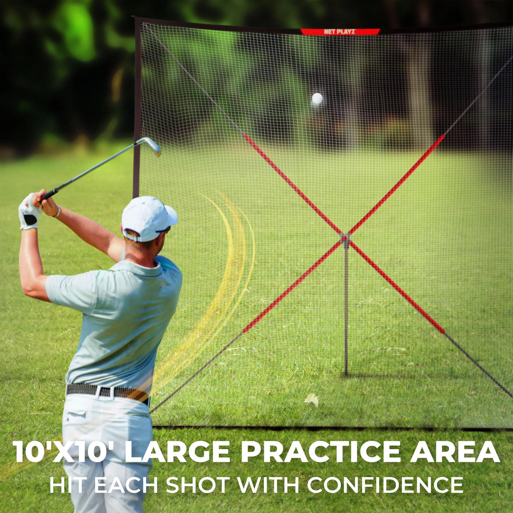 10ft Portable, Ball - Practice Big Swing Black Driving Range, Hitting Home Net Return, Size Auto Golf Aids, Training Net
