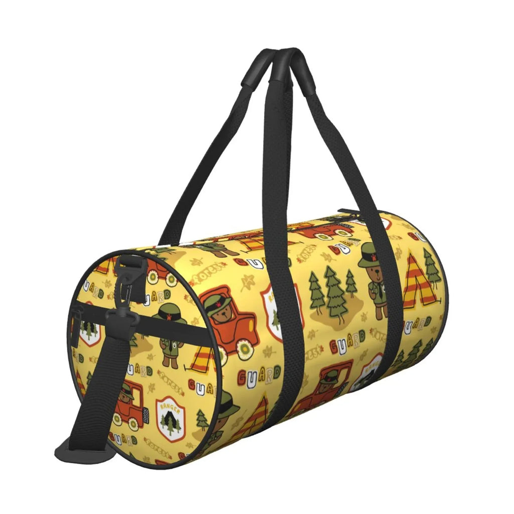 Travel Bag Sports Waterproof Compartment with Large Coaee Bag Forest Capacity and Gym Bag Luggage Cylinder Pocket Guard