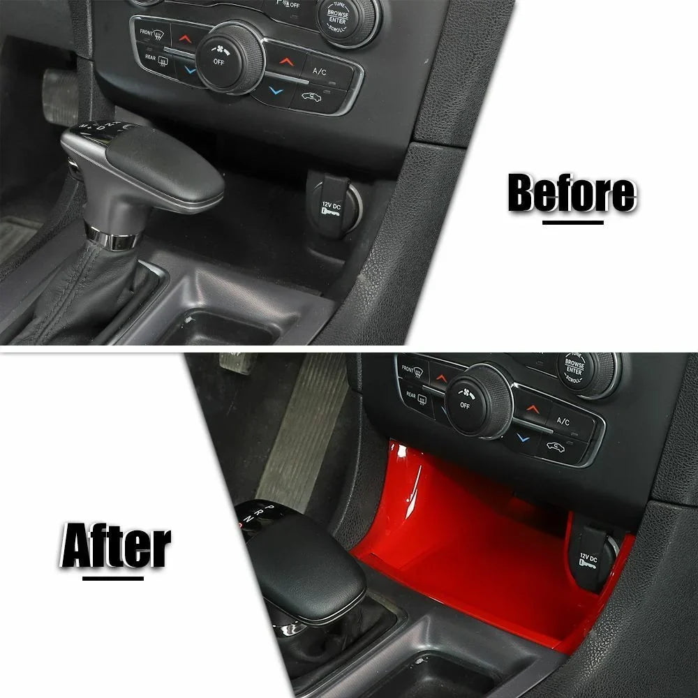 Red ABS Teledu Center Storage Shift Panel Console Gear Trim