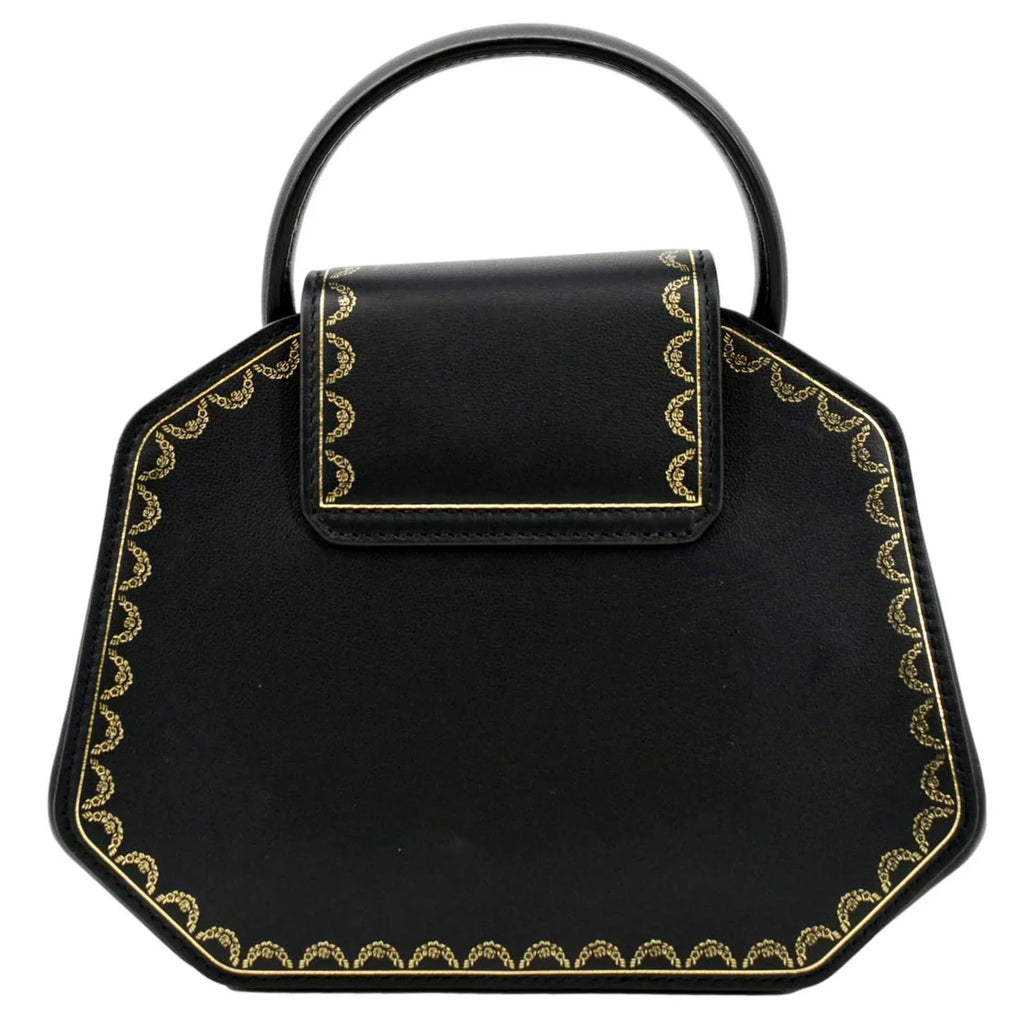Calfskin Handle Top Mini Leather Black CARTIER Bag Satchel Guirlande Pre-owned